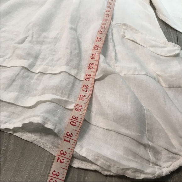 OIAZZA ROMA WOMENS DRESS WHITE 100% LINEN LONG SLEEVES LARGE - Picture 10 of 11